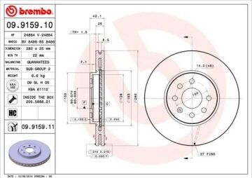 Opel Astra H Ön Fren Diski 1.3 CDTI 90 Beygir 280 mm 4 Bijon Modeller İçin 2005-2010 BREMBO