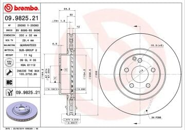 Mercedes E Serisi W211 Kasa E200 Kompressor Ön Fren Diski 330 mm Çap AMG Spor Paket 2002-2009 BREMBO
