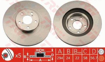 Subaru XV Ön Fren Diski 1.6 114 Beygir 294 mm Çap 2012-2017 TRW