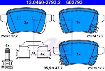 Fiat Egea Station Arka Fren Balatası 1.0 Benzinli 100 Beygir 2020-2026 ATE ORIGINAL