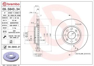 Opel Corsa D Ön Fren Diski 1.2 257 mm Çap 2006-2014 BREMBO