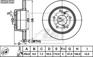 Mercedes C Serisi 202 Kasa Arka Fren Diski Düz 258 mm Çap 1993-2000 ATE ORIGINAL