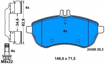 Mercedes C Serisi W204 Kasa C200 Ön Fren Balatası 2007-2013 ATE ORIGINAL
