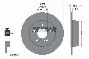 Mercedes 171 Kasa SLK200 Kompresör Arka Fren Diski Düz 278 mm Çap TEXTAR