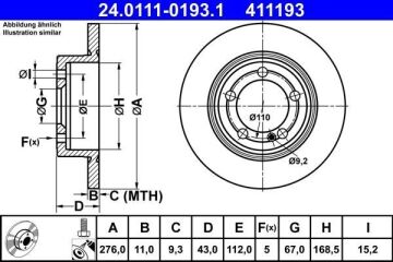 Mercedes B Serisi W247 Kasa B180 1.3 136 Beygir Arka Fren Diski 276 mm Çap Standart Paket 2018 Sonrası ATE ORIGINAL