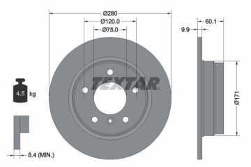 BMW E36 Kasa 318is / 320 / 323 / 325 Arka Fren Diski Düz 280 mm Çap TEXTAR
