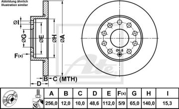 Volkswagen Caddy Fren Diski Arka 2.0 TDI 140 Beygir 256 mm 2005-2010 ATE ORIGINAL