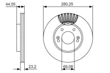 Hyundai i30 Ön Fren Diski 1.6 Dizel 136 Beygir Küçük Tip 280 mm Çap 2012-2016 BOSCH
