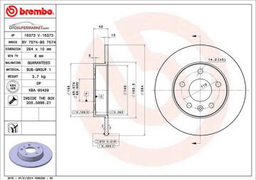 Opel Astra H Arka Fren Diski 1.3 CDTI 90 Beygir 264 mm Çap 5 Bijon 2005-2010 BREMBO