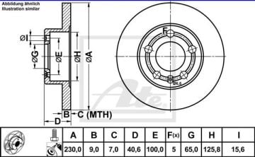 Volkswagen Bora Performanslı Arka Fren Diski 1.6 102 Beygir 232 mm Çizgili Disk 1999-2006 ATE POWER DISC