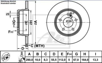 Mercedes C Serisi W203 Kasa C220 CDI Arka Fren Diski 290 mm Çap AMG Spor Paket İçin 2001-2006 ATE ORIGINAL