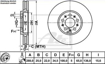 Volkswagen Bora Performanslı Ön Fren Diski 1.9 TDI 130 Beygir 288 mm Çizgili Disk 1999-2006 ATE POWER DISC