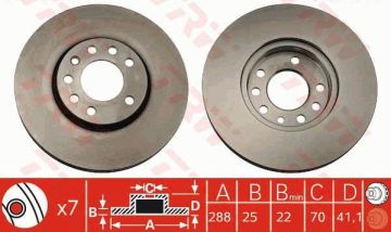 Opel Vectra B Ön Fren Diski 2.0 16V 288 mm Çap 5 Bijon 1996-2002 TRW
