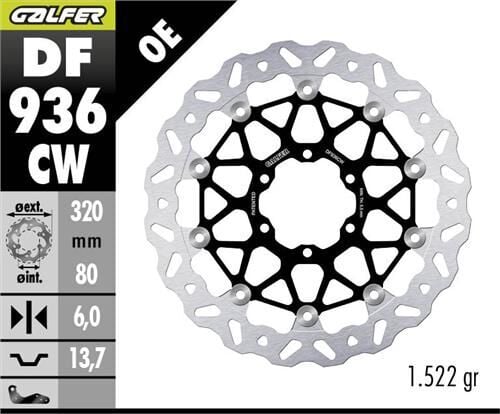 BMW S 1000 RR Ön Fren Diski 320 mm 2021-2024 GALFER DALGALI HAREKETLİ ALÜMİNYUM DİSK