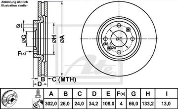 Citroen DS5 Ön Fren Diski 1.6 Turbo 156 Beygir 302 mm 2012-2016 ATE