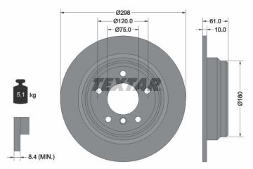 BMW E39 520i Arka Fren Diski 150 Beygir Düz Tip 298 mm Çap 1996-2000 TEXTAR