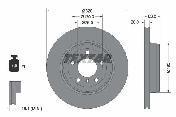 BMW E60 Kasa Arka Fren Diski 520 / 525 / 530 Bütün Tiplere 320 mm Çap TEXTAR
