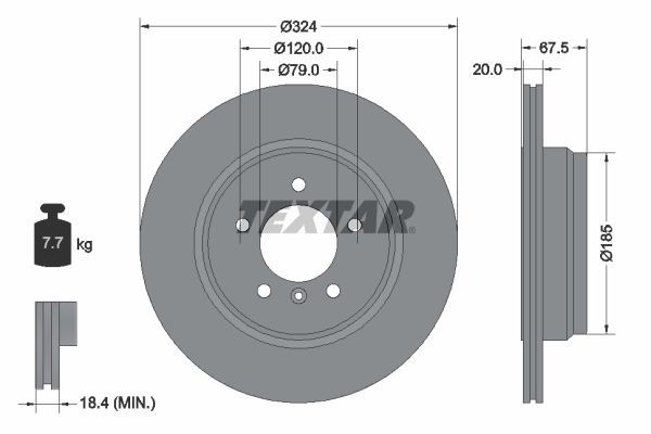 BMW E65 730i / 730d / 735i Arka Fren Diski Havalı 324 mm TEXTAR