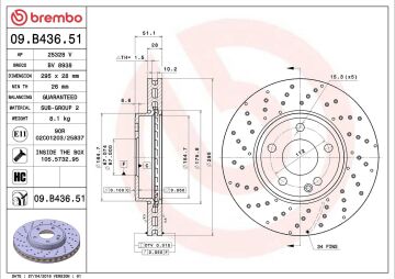 Mercedes A Serisi W176 Kasa A180 CDI 1.5 109 Beygir Ön Fren Diski Delikli 295 mm Çap AMG Spor Paket 2013-2018 BREMBO