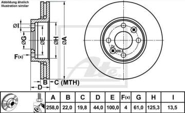Renault Clio 4 Sport Tourer Ön Fren Diski Bütün Modellere 258 mm Çap 2013-2019 ATE ORIGINAL