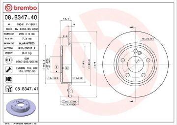 Mercedes A Serisi W176 Kasa A180 CDI 1.5 109 Beygir Arka Fren Diski 276 mm Çap AMG Spor Paket 2013-2018 BREMBO