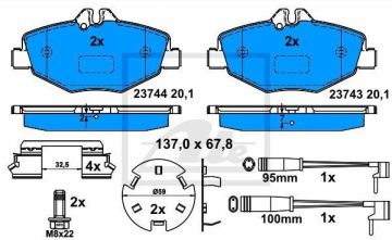 Mercedes E Serisi W211 Kasa E220 CDI Ön Fren Balatası Standart Paket 2002-2009 ATE ORIGINAL