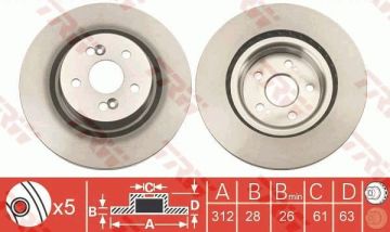 Renault Clio 3 RS Ön Fren Diski 2.0 16V 312 mm Çap 2006-2012 TRW