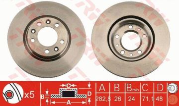 Peugeot 407 Ön Fren Diski 2.0 HDi 283 mm 2005-2008 TRW