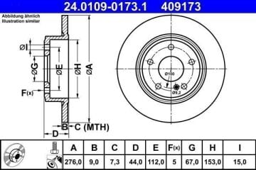 Mercedes A Serisi W176 Kasa A200 1.6 156 Beygir Arka Fren Diski 276 mm Çap Standart Paket 2013-2018 ATE ORIGINAL
