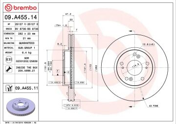 Honda CR-V Ön Fren Diski Küçük Tip 282 mm Çap 2002-2006 BREMBO