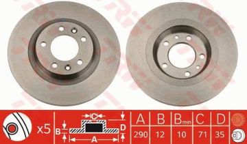 Peugeot 407 Arka Fren Diski 2.0 16V 290 mm Çap 2005-2011 TRW