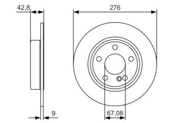 Mercedes A Serisi W176 Kasa A200 1.6 156 Beygir Arka Fren Diski 276 mm Çap Standart Paket 2013-2018 BOSCH