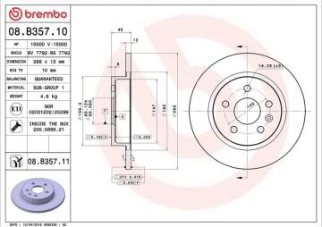 Opel Astra J Arka Fren Diski 1.4 Turbo 268 mm Çap 2010-2015 BREMBO