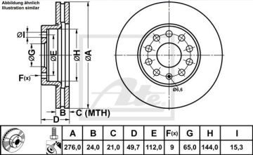 Skoda Octavia 3 Ön Fren Diski 1.2 TSI 276 mm Çap 2013-2020 ATE ORIGINAL
