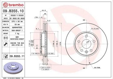 Opel Astra J Ön Fren Diski 1.6 16V Benzinli 276 mm Çap 2010-2015 BREMBO