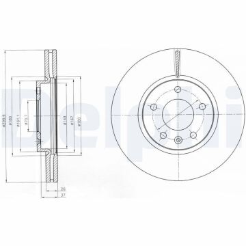 Opel Astra J Ön Fren Diski 1.6 Turbo 180 Beygir 300 mm Çap 2010-2015 DELPHI