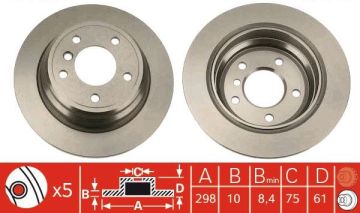 BMW E39 520i Arka Fren Diski 150 Beygir Düz Tip 298 mm Çap 1996-2000 TRW