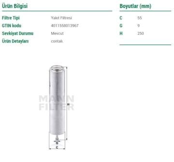 BMW 5 Serisi E60 530d Mazot Filtresi 235 Beygir M57 Motor 2008-2011 MANN