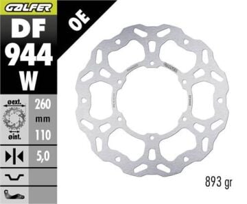 KTM 890 Adventure Arka Fren Diski 260 mm 2021 Sonrası GALFER YUVARLAK SABİT DİSK