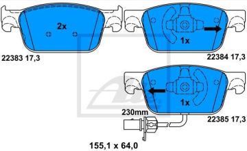 Audi A5 Ön Fren Balatası 1.4 TFSI 150 Beygir Fişli 2016 Sonrası ATE ORIGINAL