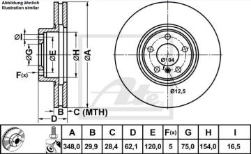BMW E71 X6 Ön Fren Diski 3.0d 235 Beygir 348 mm Çap 2008-2014 ATE ORIGINAL