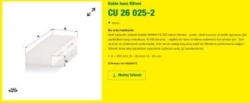 Opel Corsa F Polen Filtresi 1.2 75 Beygir 2019 Sonrası MANN