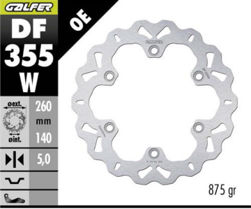 GSX-R 1300 HAYABUSA GEN3 Arka Fren Diski 260 mm 2014-2020 GALFER DALGALI SABİT DİSK
