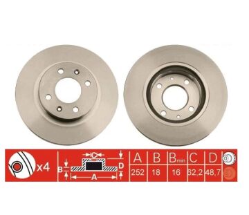 Kia Picanto Ön Fren Diski 1.1 Dizel 75 Beygir 252 mm Çap 2004-2011 TRW