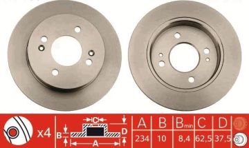 Kia Picanto Arka Fren Diski 1.1 Benzinli 65 Beygir 234 mm Çap 2004-2011 TRW