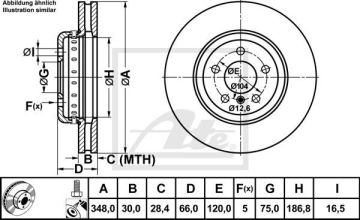 BMW 5 Serisi F10 Ön Fren Diski 530d/xd 348 mm 2011-2016 ATE ORIGINAL