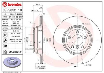 BMW E65 740i / 740d / 745i / 750i / 760i Arka Fren Diski Havalı 345 mm BREMBO