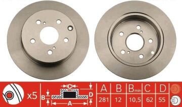 Toyota Rav 4 Arka Fren Diski 281 mm 2013 Sonrası TRW