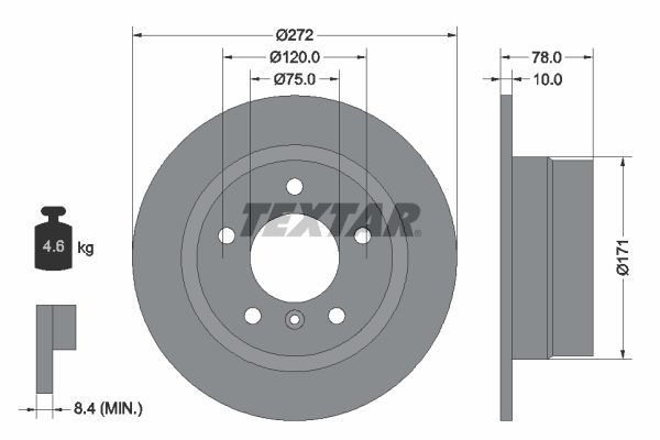 BMW E36 Compact Arka Fren Diski Düz 272 mm TEXTAR