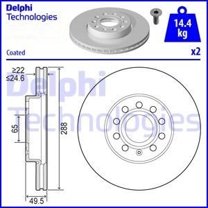 Volkswagen Golf 5 Ön Fren Diski 2.0 TDI 140 Beygir 288 mm Çap 2004-2009 DELPHI